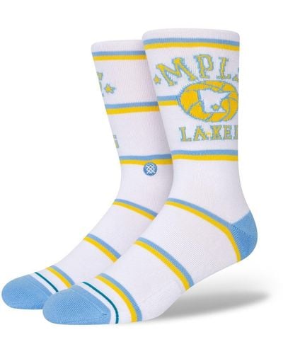 Stance Los Angeles Lakers Hardwood Classics Stripes Crew Socks - White