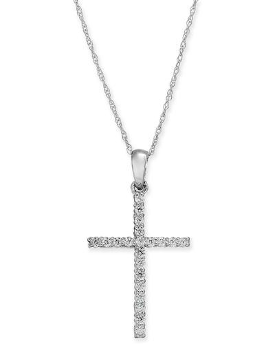 Macy's Diamond Cross 18" Pendant Necklace (1/4 Ct. T.w.) - Metallic