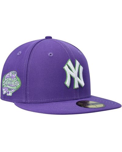 KTZ New York Yankees Lime Side Patch 59fifty Fitted Hat - Purple