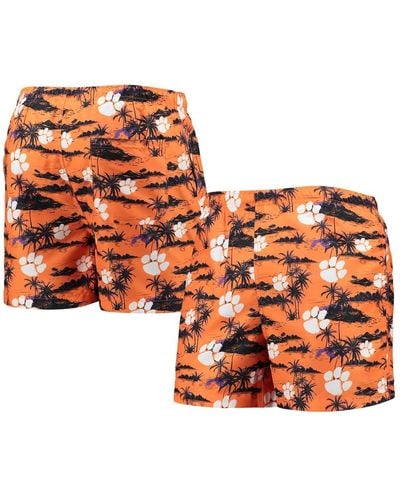 FOCO Clemson Tigers Island Palm Swim Trunks - Orange