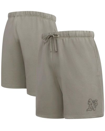 Pro Standard Oakland Athletics Neutral Fleece Shorts - Gray