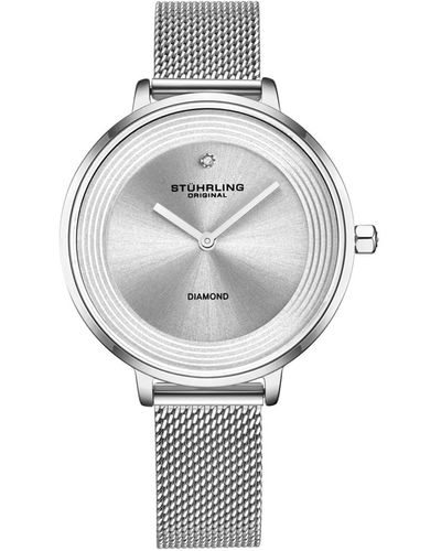 Stuhrling Tone Mesh Stainless Steel Bracelet Watch 37mm - Gray