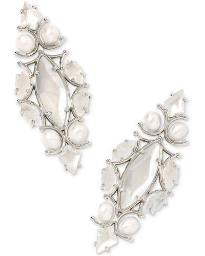 Kendra Scott Rhodium-plated Cultured Freshwater Pearl & Mother-of-pearl Statement Earrings - Metallic