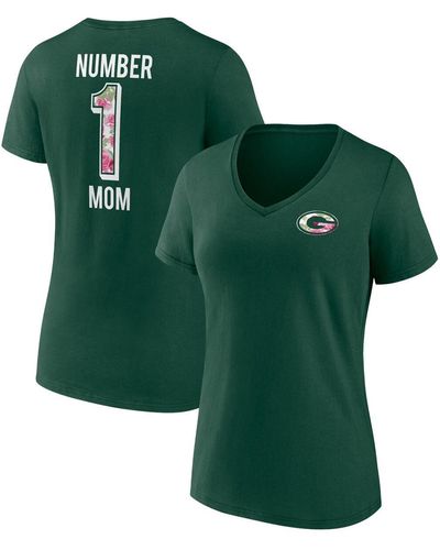 Fanatics Bay Packers Plus Size Mother's Day #1 Mom V-neck T-shirt - Green