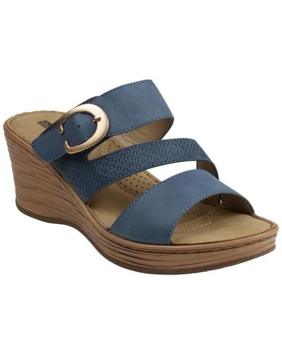 Gc Shoes Odalis Buckle Comfort Wedge Sandals - Blue