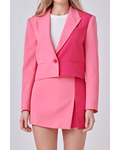 Endless Rose Colorblock Short Blazer - Pink