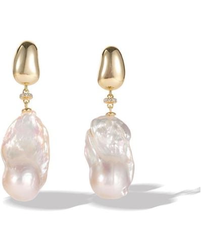 Classicharms Doris Large Freshwater Baroque Pearl Drop Earrings - White