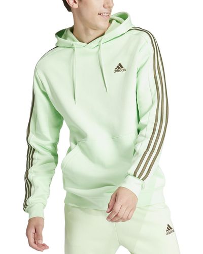 adidas Essentials 3-stripes Regular-fit Fleece Hoodie - Green