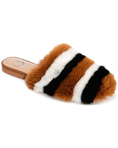 Journee Collection Faux Fur Evelin Mule - Brown