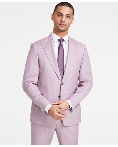Calvin Klein Slim-fit Wool-blend Stretch Sharkskin Suit Separate Jacket - Purple