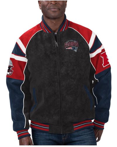 G-III 4Her by Carl Banks New England Patriots Faux Suede Raglan Full-zip Varsity Jacket - Black