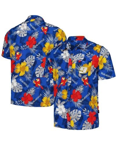 Margaritaville Chase Elliott Island Life Floral Party Full-button Shirt - Blue