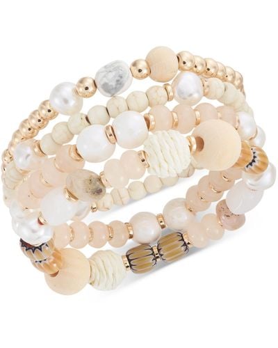 Style & Co. 4-pc. Set Mixed Bead & Stone Stretch Bracelets - Natural