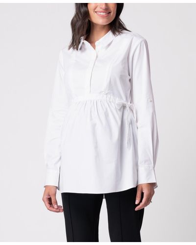 Seraphine Cotton Maternity And Nursing Shirt - White
