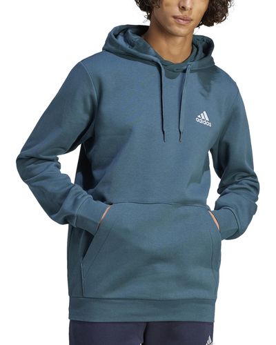 adidas Feel Cozy Essentials Fleece Pullover Hoodie in Blue for Men