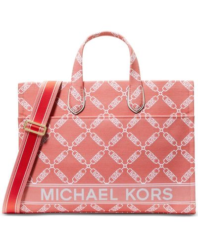 MICHAEL Michael Kors Gigi Large Empire Logo Jacquard Tote Bag - Pink