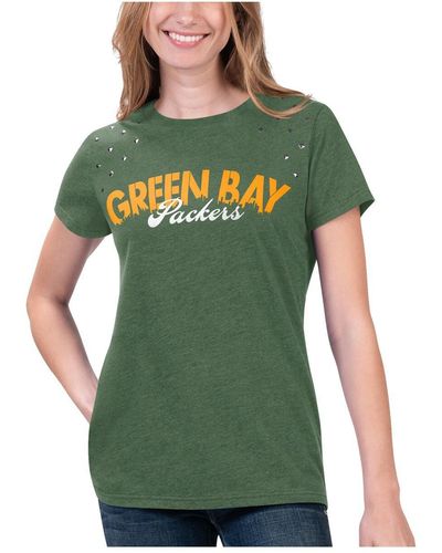 G-III 4Her by Carl Banks Heathered Bay Packers Main Game T-shirt - Green