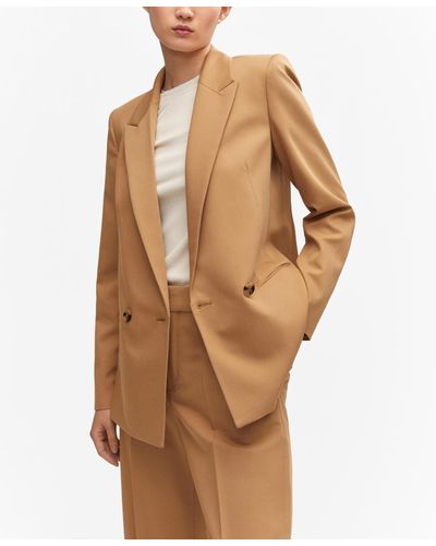 Mango Double-breasted Blazer - Natural