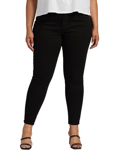 Silver Jeans Co. Plus Size Infinite Fit One Size Fits Three High Rise Skinny Jeans - Black