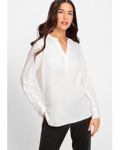 Olsen Long Sleeve Tunic Blouse - White