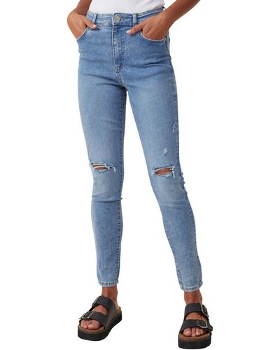 Cotton On High Rise Skinny Jeans - Blue