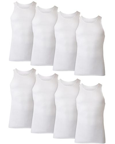 Hanes Cotton Comfortsoft Tank Top 7+1 Free Undershirts - White