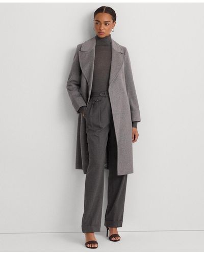 Lauren by Ralph Lauren Wool Blend Belted Wrap Coat - Black