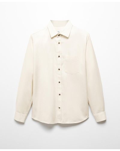 Mango Brushed Cotton Twill Shirt - Natural