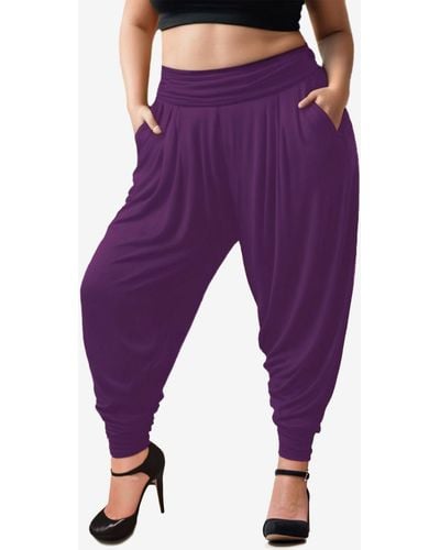 White Mark Plus Size Harem Pants - Purple