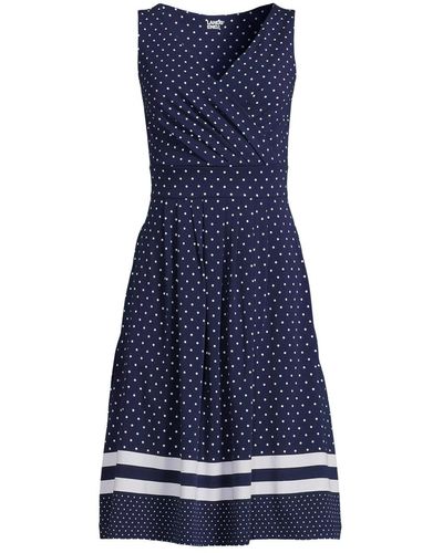 Lands' End Petite Fit And Flare Dress - Blue