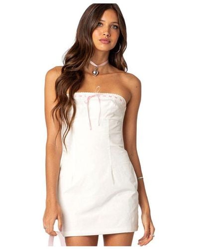 Edikted Poplin Bustier Mini Dress - White
