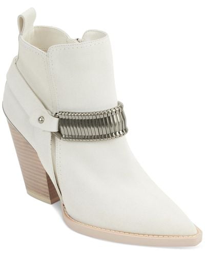 DKNY Tizz Embellished Pointed-toe Ankle Booties - White