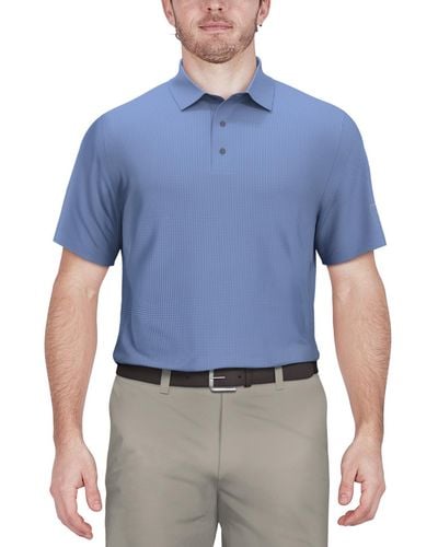 PGA TOUR Short-sleeve Mini-check Performance Polo Shirt - Blue