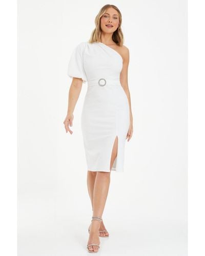 Quiz One-shoulder Midi Dress - White