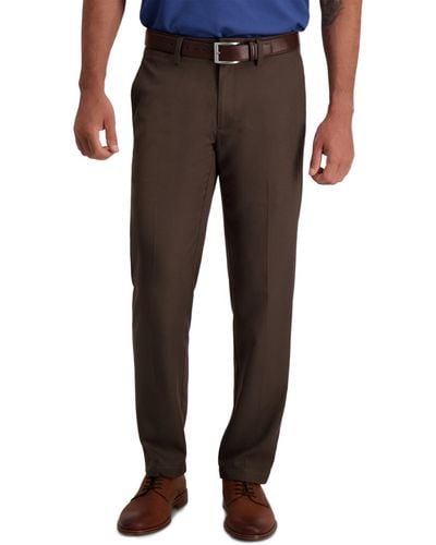 Haggar Cool 18 Pro Straight-fit 4-way Stretch Moisture-wicking Non-iron Dress Pants - Brown