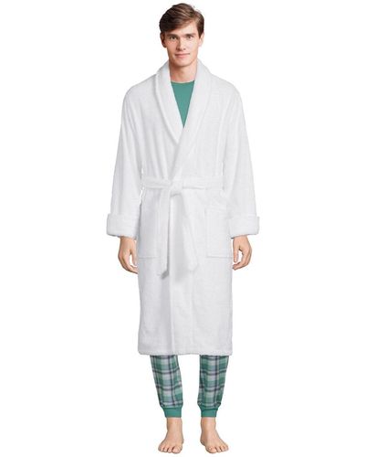 Lands' End Calf Length Turkish Terry Robe - White