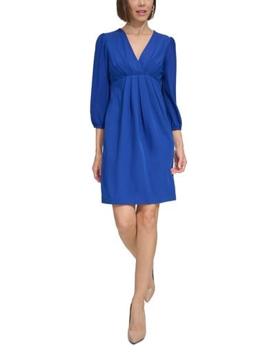 Tommy Hilfiger Empire-waist 3/4-sleeve Dress - Blue