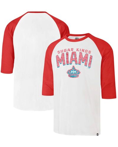 '47 Distressed Miami Marlins City Connect Crescent Franklin Raglan Three-quarter Sleeve T-shirt - Red