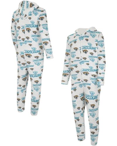 Concepts Sport Jacksonville Jaguars Allover Print Docket Union Full-zip Hooded Pajama Suit - Blue
