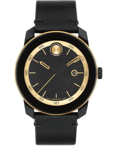 Movado Bold Tr90 Swiss Quartz Leather Watch 42mm - Black