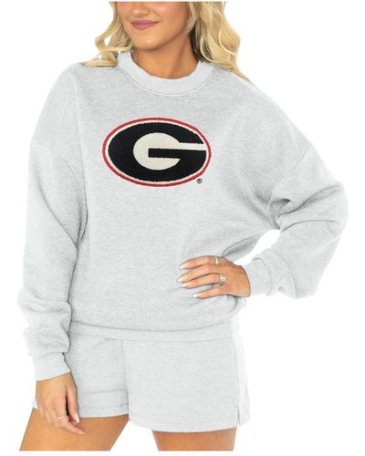 Gameday Couture Georgia Bulldogs Team Effort Pullover Sweatshirt And Shorts Sleep Set - Gray