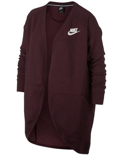 Nike Plus Size Sportswear Rally Fleece Open Cardigan - Purple