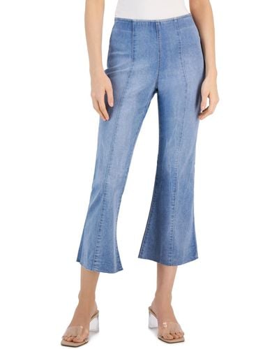 INC International Concepts High-rise Pull-on Flared Cropped Jeans - Blue