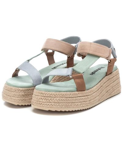 Xti Suede Strappy Sandals With Jute Platform By - White