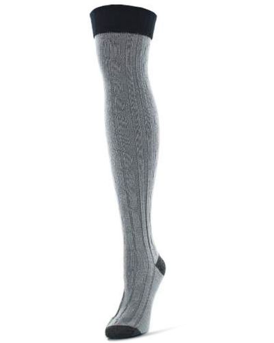 Memoi Mixed Color Over The Knee Socks - Gray