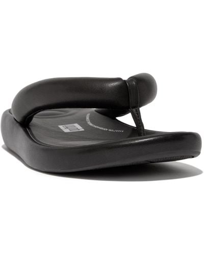 Fitflop Iqushion D-luxe Padded Leather Flip-flops - Black