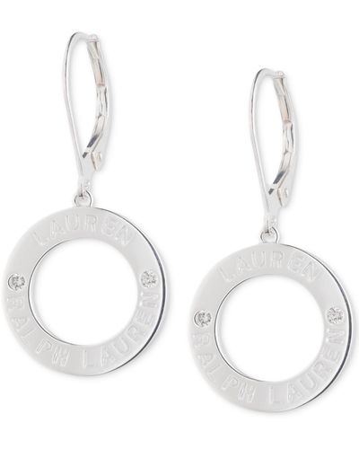 Ralph Lauren Lauren Diamond Circle Logo Drop Earrings (1/20 Ct. T.w. - Metallic