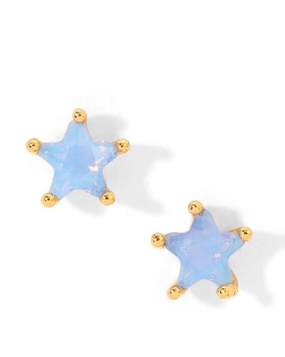 Girls Crew Faux Cubic Zirconia Milky Blue Star Stud Earrings