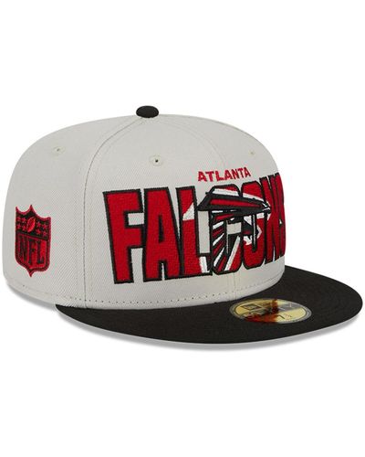 KTZ Stone, Black Atlanta Falcons 2023 Nfl Draft On Stage 59fifty Fitted Hat - Red
