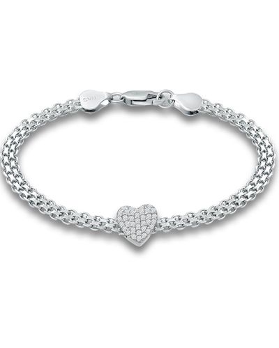 Giani Bernini Cubic Zirconia Heart Bismark Chain Bracelet - White